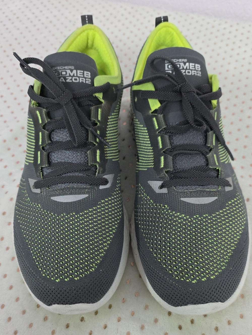 Skechers GoMeb Razor 2 Running Shoes Gray Lime Green Athletic Sneakers